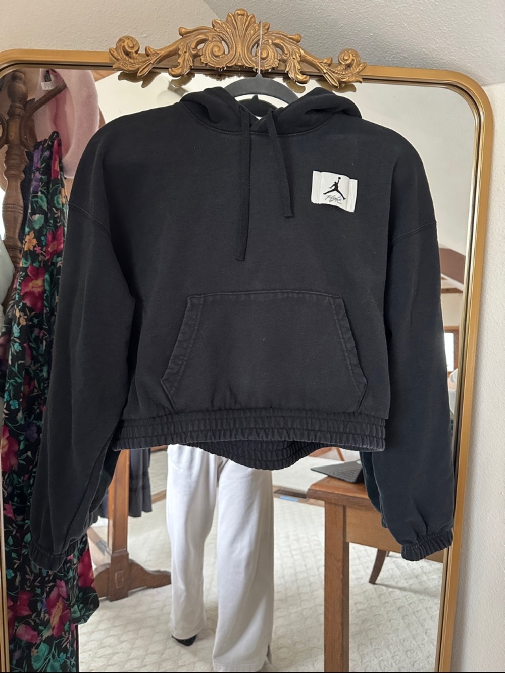Jordan Black Hoodie cropped, womens size S